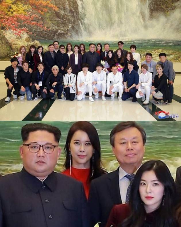 김정은 레드벨벳 아이린 기념촬영 /사진=연합뉴스