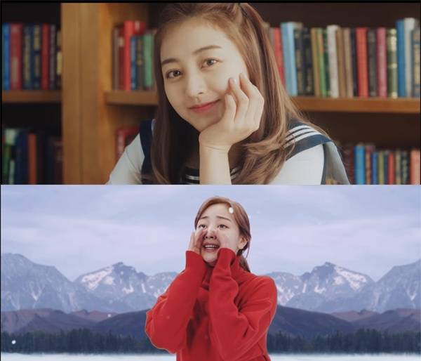 트와이스의 리더 지효는 "오겡키 데스카" 영화 [러브레터]의 주연 배우 나카시마 미호 못잖은 매력을 발산했다. ⓒJYP