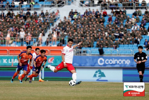 3경기 연속골을 넣고 있는 상주 상무 공격수 주민규. 제공 | 한국프로축구연맹