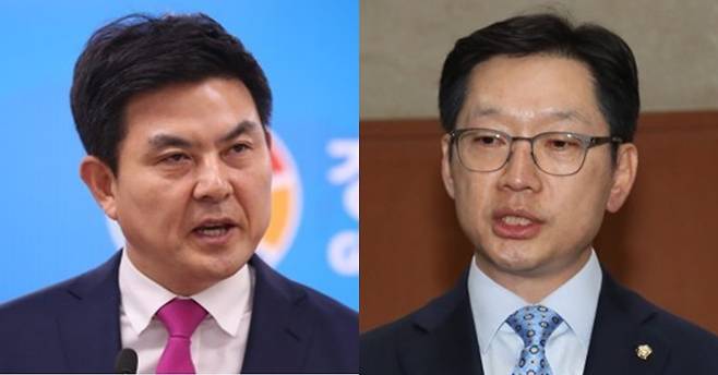 6·13 지방선거 경남지사 자유한국당 후보 김태호 전 의원(왼쪽)과 더불어민주당 김경수 의원. [연합뉴스]