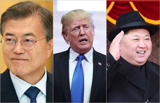 (왼쪽부터) 문재인 대통령, 도널드 트럼프 미국 대통령, 김정은 북한 국무위원장 ⓒ청와대, 도널드 트럼프 트위터, 조선중앙통신
