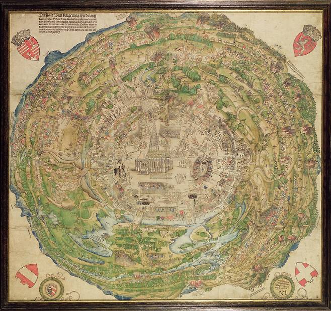 빈의 원형지도. 산처럼 제공