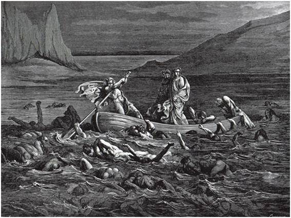 Dante, Virgil, and Charon crossing the River Styx-귀스타브 도레(Gustave Doré) 출처-Wikimedia