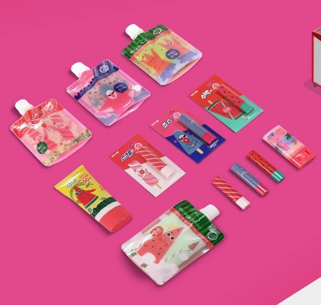 죠크박 3형제가 립밥과 스크럽, 선크림 등 9종의 화장품으로 변신했다.