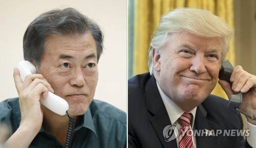 한미정상 통화…트럼프 "북미회담 장소·시간 조만간 발표" (서울=연합뉴스) 문재인 대통령이 9일 오후 11시20분께 도널드 트럼프 미국 대통령과 통화를 하고 있다.       트럼프 대통령은 통화에서 문 대통령에게 "북미회담 장소와 시간을 조만간 발표할 것"이라고 전했다고 청와대 핵심관계자는 전했다. 2018.5.10 [청와대 제공, EPA 자료사진=연합뉴스]      photo@yna.co.kr