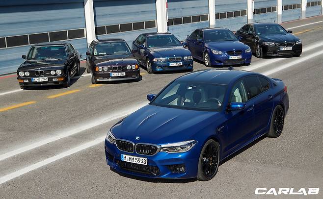 M5 - 1세대(E28), 2세대(E34), 3세대(E39), 4세대(E60), 5세대(F10) 그리고 6세대(F90)