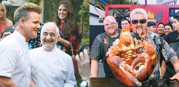 사제지간으로 알려진 고든 램지(왼쪽)와 기 사부아 셰프. / 랍스타를 들고 있는 미국 스타 셰프 기 피에리.