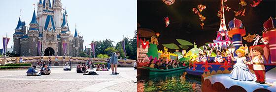 신데렐라성 앞의 사람들은 커플로 옷을 맞춰 입고 오는 경우가 많다, It’s a small world