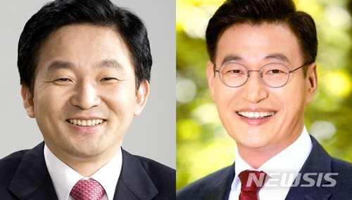【제주=뉴시스】6.13 지방선거 제주도지사 선거에 출마한 무소속 원희룡 후보와 더불어민주당 문대림 후보. (사진=뉴시스DB)