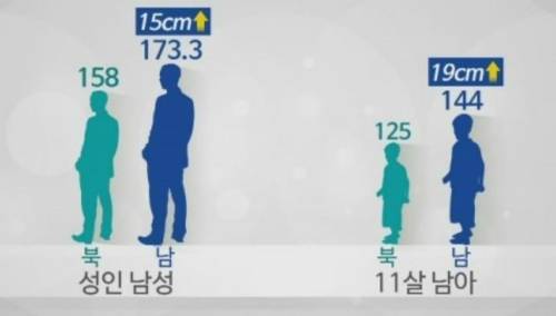 남과북의 키 차이는 15cm가까이 난다. 사진=YTN 캡처