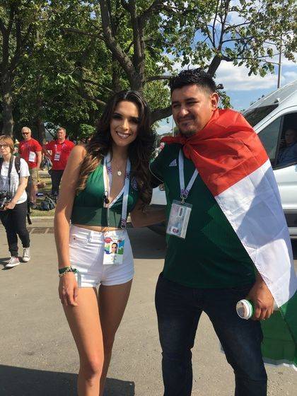 18일 멕시코-독일전이 열린 모스크바의 루즈니키 스타디움에서 만난 멕시코팬. 모스크바=박린 기자