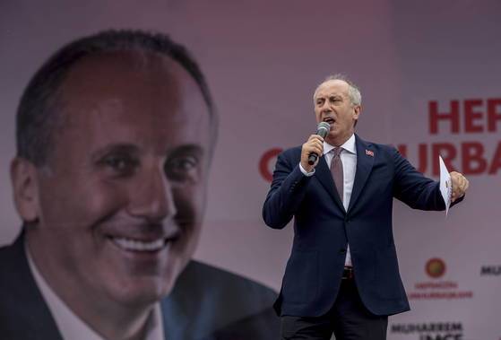 에르도안 현 대통령의 강력한 1인 지배 체제를 비난하며 경쟁자로 떠오른 무하렘 인제 후보 [EPA=연합뉴스]