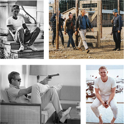 영화, 화보, 일상에서 다양한 방식으로 치노 팬츠를 소화한 스티브 맥퀸 /출처=핀터레스트