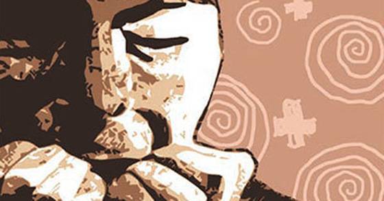 조현병 환자를 묘사한 일러스트.