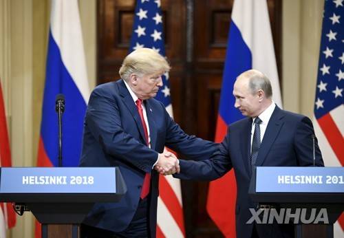 미국-러시아 정상의 공동 기자회견 [신화=연합뉴스]