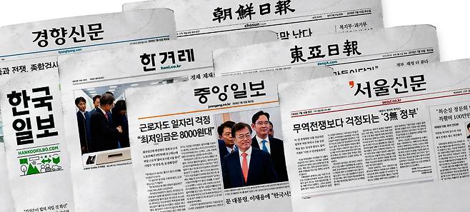 ▲ 주요 종합일간지. 디자인=이우림 기자.