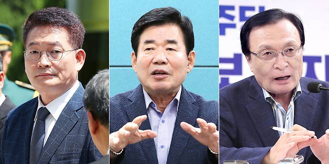 송영길·김진표·이해찬(왼쪽부터) 더불어민주당 당대표 후보. [연합뉴스]