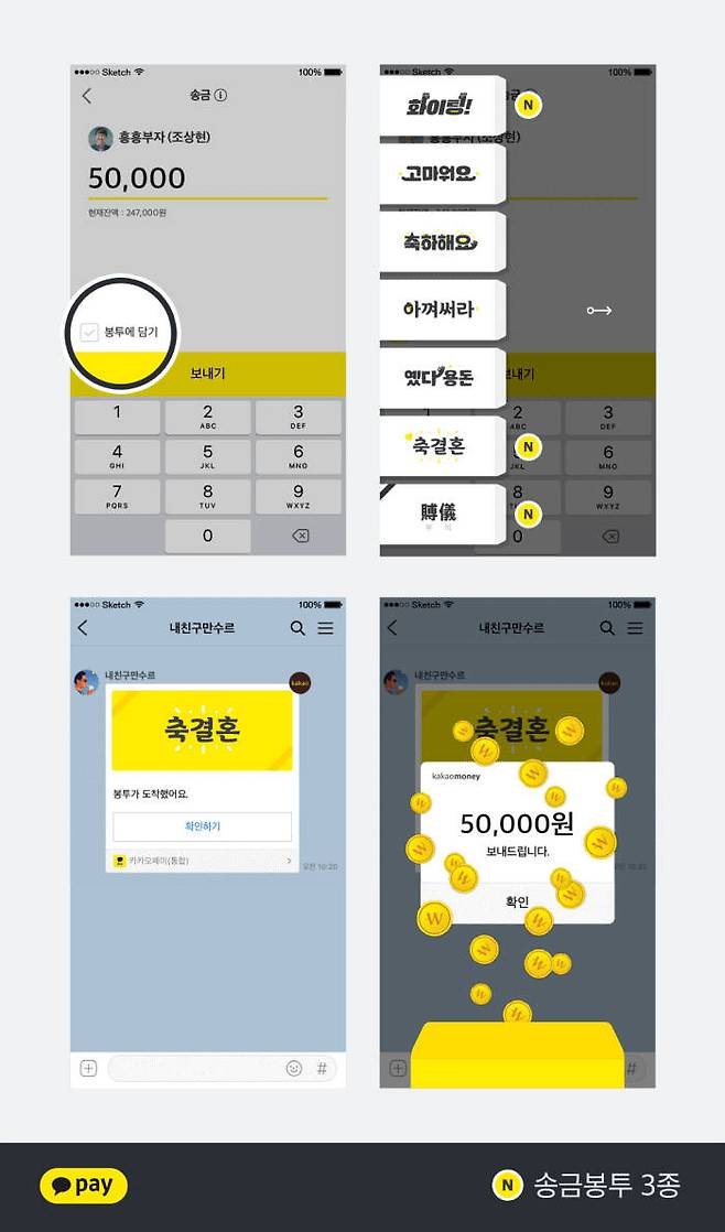 카카오페이 송금 봉투에 축의금과 부의금이 추가됐다.