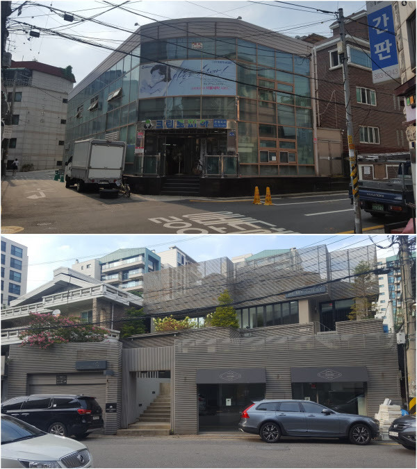 한효주씨가 가족 법인 명의로 소유한 갈현동 건물(위)과 한남동 건물. /빌사남 제공