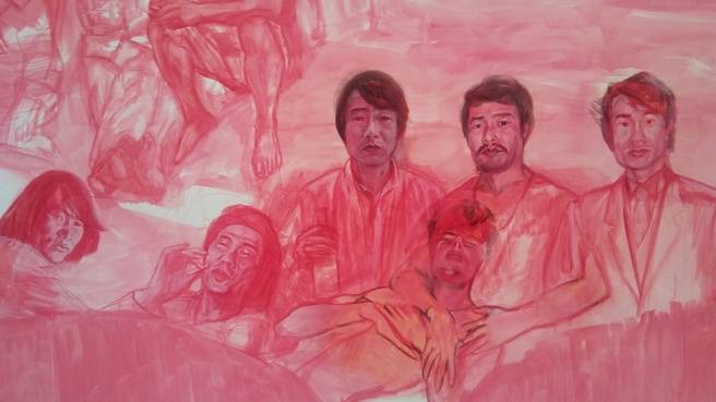 최민화 작가의 1999년작 <두개의 무덤과 스무개의 나>의 일부분. ‘분홍’ 연작의 마지막 작품이다.