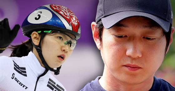 심석희 한국 여자 쇼트트랙 선수를 폭행한 혐의를 받고 있는 조재범 전 국가대표팀 코치(오른쪽). [중앙포토, 연합뉴스]