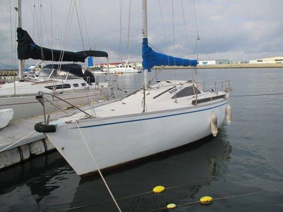 일본에서 수입해 통영항에 정박중인 중고 요트. [독자제공]