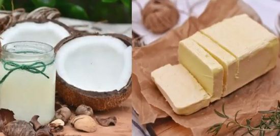 포화지방산이 많이 함유된 대표적인 식품인 코코넛오일과 버터. [사진=유튜브 화면캡처]