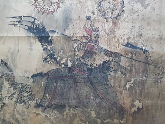 고구려 벽화 속 고구려 군사 찰갑과 말갑옷 그림. 4∼6세기. 만주 통구 12호분. 국립 전주박물관 철의 제국 특별전.