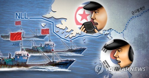 남북, 서해 NLL 불법조업 선박 정보교환(PG) [이태호 제작] 사진합성·일러스트