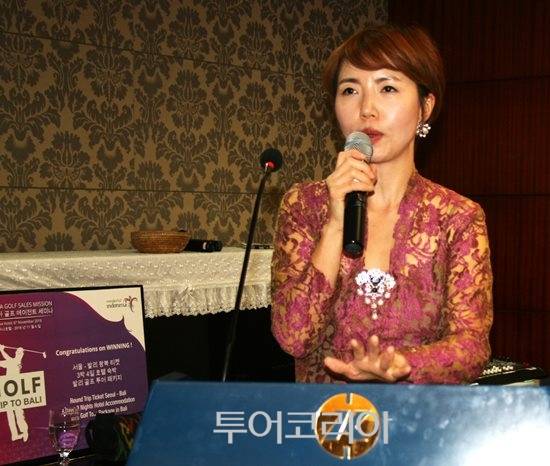 ▲ 인도네시아 관광부의 골프MICE지원정책을 설명하는 인도네시아 관광청 박재아 지사장