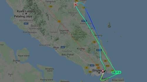 회항 소동 싱가포르 여객기 비행 궤적[플라이트레이더24 캡처=연합뉴스]