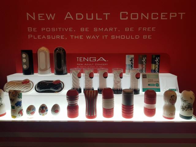 21일 서울 중구 코트야드 메리어트 서울 남대문에서 열린 텐가 진출 2주년 기자간담회에 텐가 대표 제품이 진열돼 있다/허세민 기자