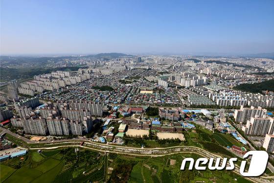 하늘에서 내려다본 전주 도심/뉴스1