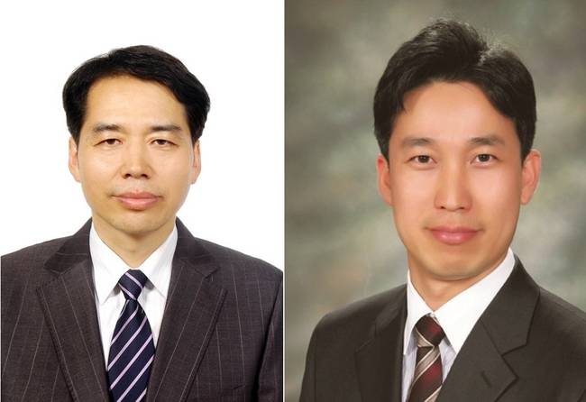 경북대학교 화학과 정성화(왼쪽) 교수와 전자공학부 이상문 교수. 경북대 제공.