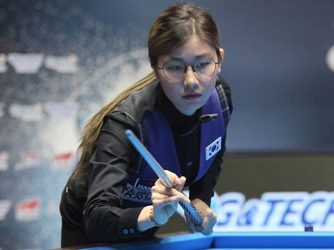 지난달 열린 ‘오산시당구연맹회장배 제2회 한밭큐 경기도 여자 3쿠션 오픈당구대회’ 우승자인 이미래(성남).