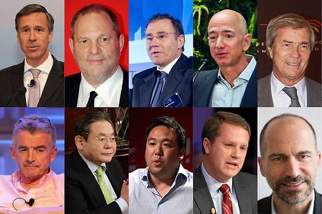국제노동조합총연맹(ITUC)의 세계 최악의 보스(World’s Worst Boss ) 투표에 오른 10명의 후보. 아랫 줄 왼쪽 두 번째가 이건희 삼성전자 회장.  | ITUC 홈페이지