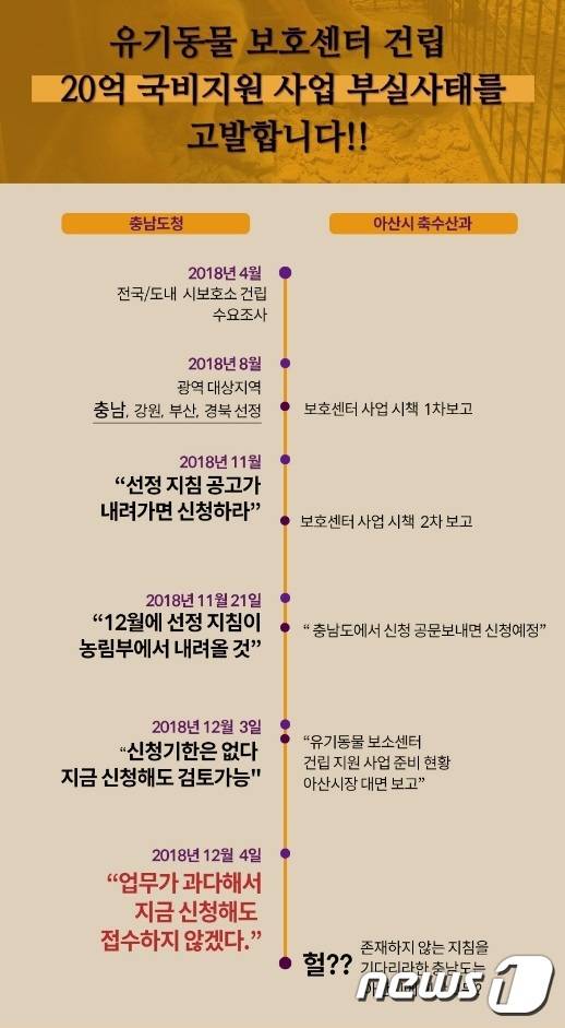 충남도 지침 기다렸는데'..아산, 유기동물보호센터 신청 못해 '발 동동'