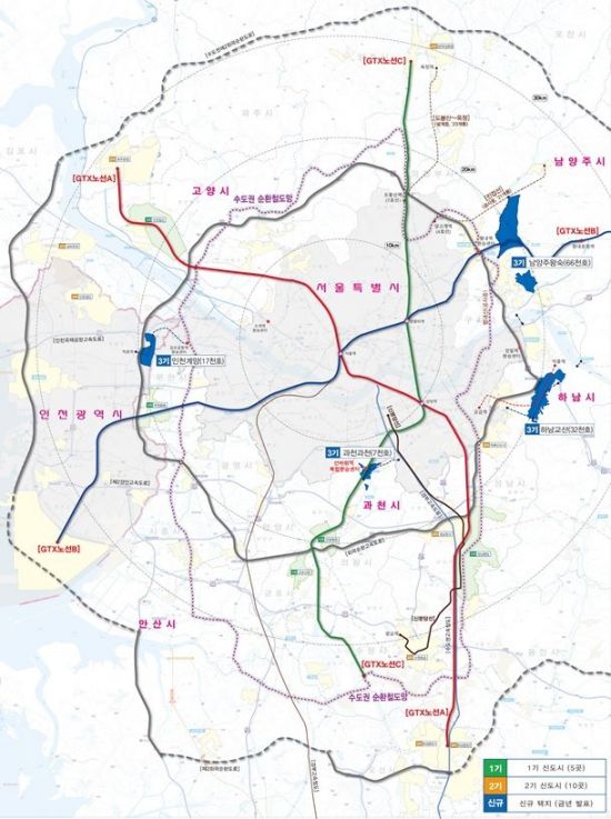 ▲3기 신도시 위치도(자료: 국토교통부)