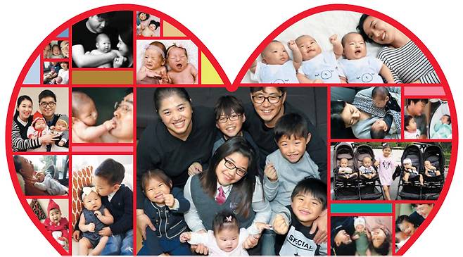 조선일보 연중기획 ‘아이가 행복입니다’에는 아이 키우며 웃고 우는 수많은 가족의 사연이 녹아 있다. 네 쌍둥이 낳아 키우는 엄마, 육아휴직하고 ‘전업 육아’에 나선 아빠, 4000명 넘는 아이를 직접 받은 산부인과 의사, 마흔 넘어 늦둥이 낳은 엄마 등 다양한 사람들이 한입으로 “아기 낳은 게 인생에서 가장 잘한 일”이라고 했다. /조선일보 ‘아이가 행복입니다’ 기획