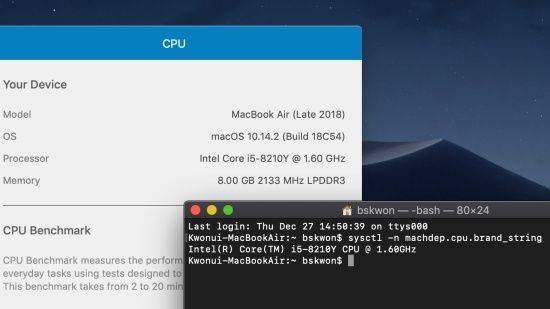 내장한 프로세서는 인텔 코어 i5-8210Y다. (사진=지디넷코리아)
