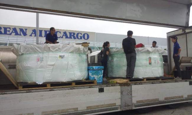 수조를 실은 활어차