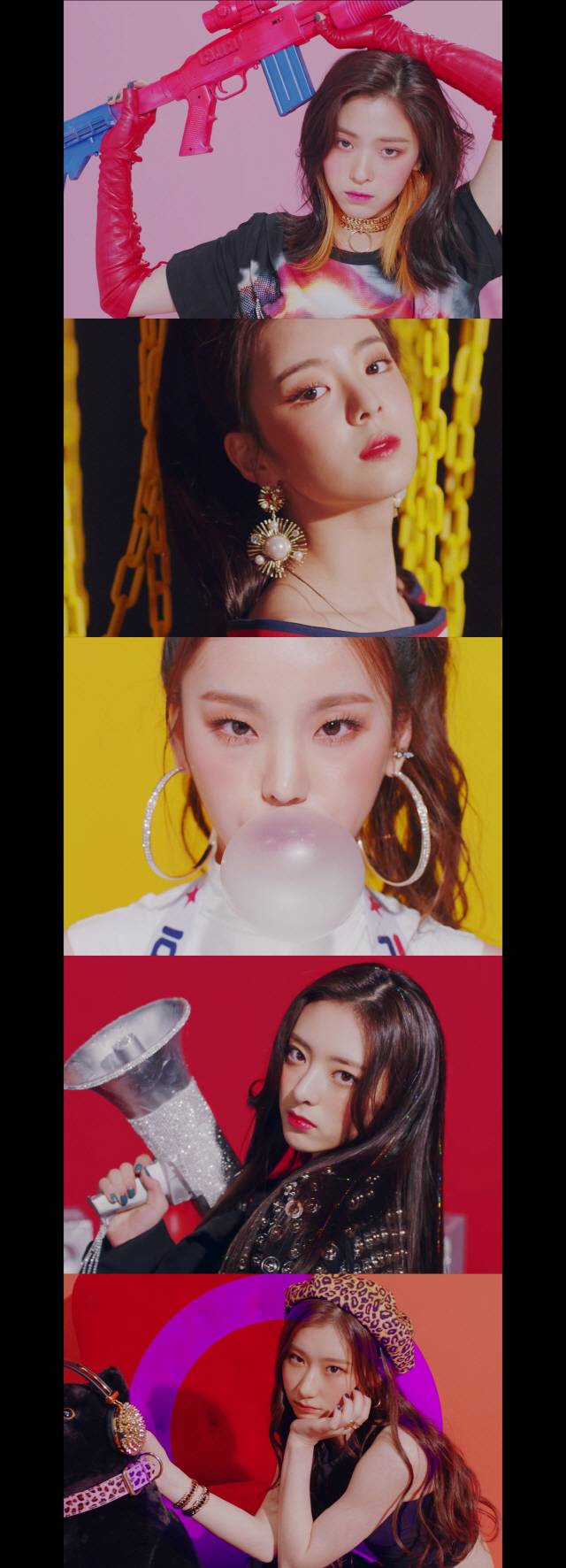 (위쪽부터)류진-리아-예지-유나-채령/사진=JYP엔터테인먼트