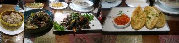 몽골식 양고기 딤섬(왼쪽부터)과 양뇌 요리, 양고기 납작만두/사진=유선준 기자