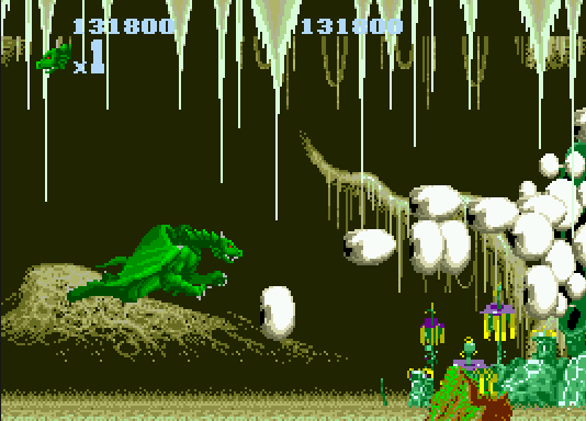 (2스테이지에서 흰 늑대를 때려잡고 용으로 변신!)