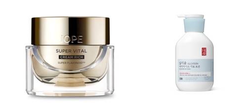 아이오페 슈퍼 바이탈 크림(왼쪽)과 일리윤 세라마이드 아토로션. [아모레퍼시픽 제공]