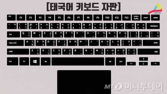 빼곡히 문자들이 적힌 태국어 자판.