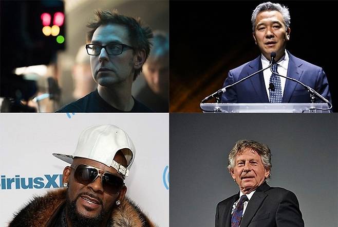 좌측 상단부터 시계방향 제임스 건, 케빈 츠지하라, 로만 폴란스키, R.켈리