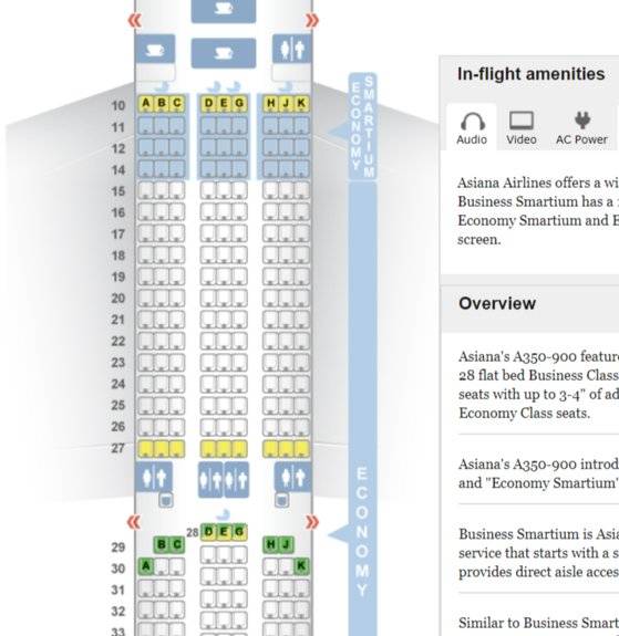비행기 정보 사이트 '시트구루'에서는 좌석 배열과 기내 서비스 등 다양한 정보를 확인할 수 있다. [사진 시트구루 홈페이지 캡처]