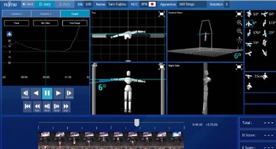 도쿄올림픽을 목표로 준비중인 기계체조 AI 판정시스템. [사진 후지쓰]