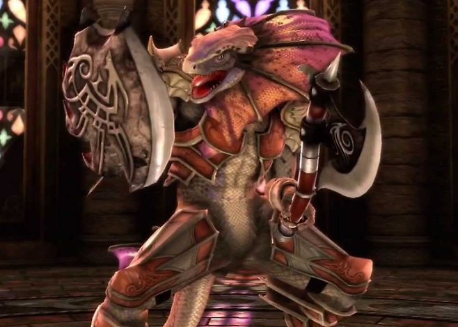 (실제로 이런 도마뱀이 사람 크기로 등장한다면 어떤 느낌일까 / 소울칼리버4의 모습)